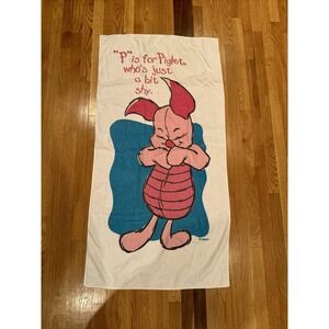 Vintage Winnie The Pooh Beach Towel Disney 28x56 Franco - P Is For Piglet